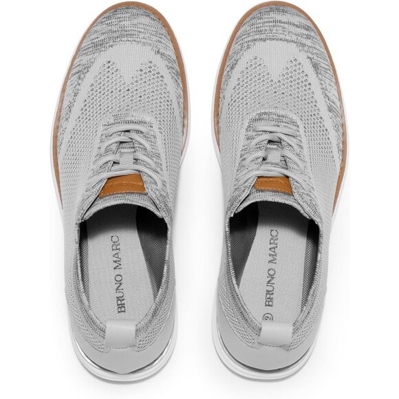 ⚡Men Grey Wave Knit Flex Breeze Mesh Oxfords Lace-Up Lightweight Walking Sneaker - Picture 3 of 9